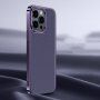 Usnjen ovitek s kovino prevlečenim okvirjem za iPhone 14 Pro - vijolična