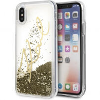 Karl Lagerfeld Torbica za tekoče bleščice Karl Signature za iPhone X - zlato