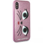 Karl Lagerfeld Karl in Choupette holster za iPhone X - roza