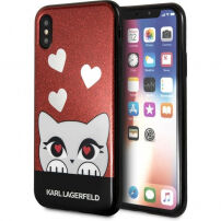 Karl Lagerfeld Originalna torbica za prednjo ploščo za iPhone X - rdeče