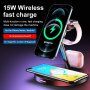 3v1 magnetno polnilno stojalo z nočno lučko za iPhone / Apple Watch / Airpods - črna