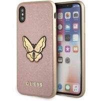 Guess Saffiano Butterfly ovitek za iPhone X - roza-zlato