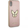 Guess Saffiano Butterfly ovitek za iPhone X - roza-zlato