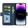 Flip etui iz PU usnja za iPhone 15 Pro Max - temno modra