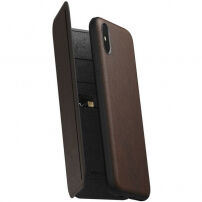 Nomad Folio usnjena trivratna torbica za Apple iPhone XS Max - rjava