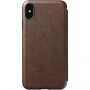 Nomad Folio usnjena trivratna torbica za Apple iPhone XS Max - rjava