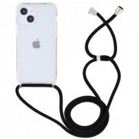 Prozoren ovitek z vrvico za iPhone 15 - črna