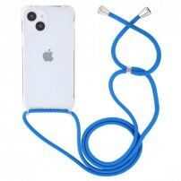 Prozoren ovitek z vrvico za iPhone 15 - modro