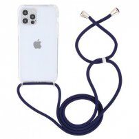 Prozoren ovitek z vrvico za iPhone 15 Pro Max - temno modra