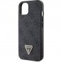 Guess 4G Strass Triangle Metal Logo ovitek za iPhone 15 - siva