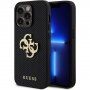 Guess Perforated 4G Glitter Metal Logo ovitek za iPhone 14 Pro Max - črna