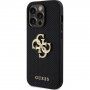 Guess Perforated 4G Glitter Metal Logo ovitek za iPhone 14 Pro Max - črna