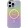 Guess IML Iridescent Script ovitek z MagSafe za iPhone 15 Pro Max - mavrica