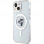 Karl Lagerfeld IML Glitter Karl and Choupette bleščeči ovitek z MagSafe za iPhone 15 - jasno