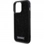 Karl Lagerfeld Rhinestone Plate Metal Logo ovitek posejan s kristalčki za iPhone 15 Pro Max - črna
