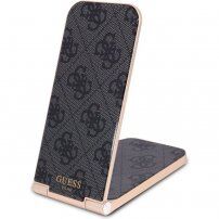Guess 4G Pattern Aluminium 2v1 namizni brezžični magnetni polnilnik za iPhone / AirPods - črn
