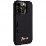 Guess Sequin Script Logo ovitek z bleščicami za iPhone 14 Pro Max - črna