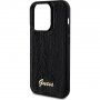 Guess Sequin Script Logo ovitek z bleščicami za iPhone 14 Pro Max - črna