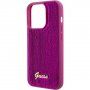 Guess Sequin Script Logo ovitek z bleščicami za iPhone 15 Pro - fuksija