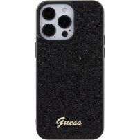 Guess Square Mirror Script Logo ovitek za iPhone 15 Pro Max - črna