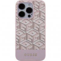 Guess G Cube ovitek z MagSafe za iPhone 15 Pro Max - roza