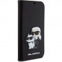 Karl Lagerfeld Saffiano Karl and Choupette NFT flip etui za iPhone 15 - črna
