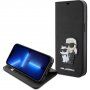 Karl Lagerfeld Saffiano Karl and Choupette NFT flip etui za iPhone 15 Plus - črna
