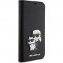 Karl Lagerfeld Saffiano Karl and Choupette NFT flip etui za iPhone 15 Plus - črna