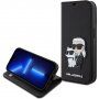 Karl Lagerfeld Saffiano Karl and Choupette NFT flip etui za iPhone 15 Pro - črna