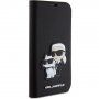 Karl Lagerfeld Saffiano Karl and Choupette NFT flip etui za iPhone 15 Pro - črna