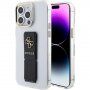 Guess Grip Stand 4G Metal Logo transparentni ovitek s stojalom za iPhone 15 Pro Max - jasno