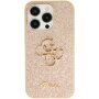 Guess Fixed Glitter 4G Metal Logo bleščeči ovitek za iPhone 15 Pro Max - zlati