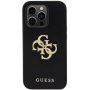 Guess Perforated 4G Glitter Metal Logo ovitek za iPhone 14 Pro Max - črna