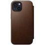 Nomad Modern Leather Folio flip etui z MagSafe za iPhone 15 - rjava
