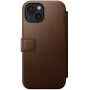 Nomad Modern Leather Folio flip etui z MagSafe za iPhone 15 - rjava