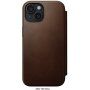 Nomad Modern Leather Folio flip etui z MagSafe za iPhone 15 - rjava