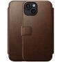 Nomad Modern Leather Folio flip etui z MagSafe za iPhone 15 - rjava