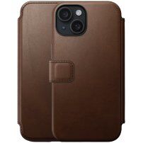 Nomad Modern Leather Folio flip etui z MagSafe za iPhone 15 - rjava