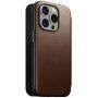 Nomad Modern Leather Folio flip etui z MagSafe za iPhone 15 Pro - rjava