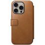Nomad Modern Leather Folio flip etui z MagSafe za iPhone 15 Pro Max - sedlo rjavo