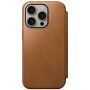 Nomad Modern Leather Folio flip etui z MagSafe za iPhone 15 Pro Max - sedlo rjavo