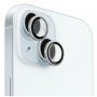 FIXED Camera Glass kaljeno steklo z aluminijastim okvirjem za zaščito leč zadnjega fotoaparata za iPhone 15 / 15 Plus - srebro
