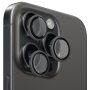 FIXED Camera Glass kaljeno steklo z aluminijastim okvirjem za zaščito leč zadnjega fotoaparata za iPhone 15 Pro / 15 Pro Max - prostorsko siva
