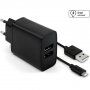 FIXED mrežni polnilec 15W 2xUSB z USB-A / Lightning kablom - MFi za iPhone / iPad - črn