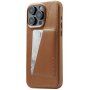 Mujjo Full Leather Wallet usnjeni ovitek z žepkom za kartice za iPhone 15 Pro Max - rjava