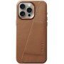 Mujjo Full Leather Wallet usnjeni ovitek z žepkom za kartice za iPhone 15 Pro Max - rjava