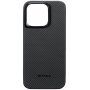 Pitaka MagEZ 4 600D ovitek z vzorcem karbonskih vlaken za iPhone 15 Pro - siva