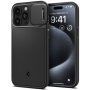 Spigen Optik Armor MagFit trpežen ovitek z drsnim pokrovom za fotoaparat in MagSafe za iPhone 15 Pro Max - črna