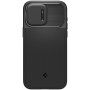 Spigen Optik Armor MagFit trpežen ovitek z drsnim pokrovom za fotoaparat in MagSafe za iPhone 15 Pro Max - črna