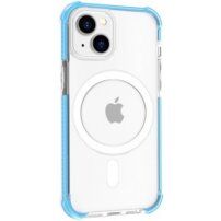 Prozoren ovitek z barvnim okvirjem in MagSafe za iPhone 15 - modro